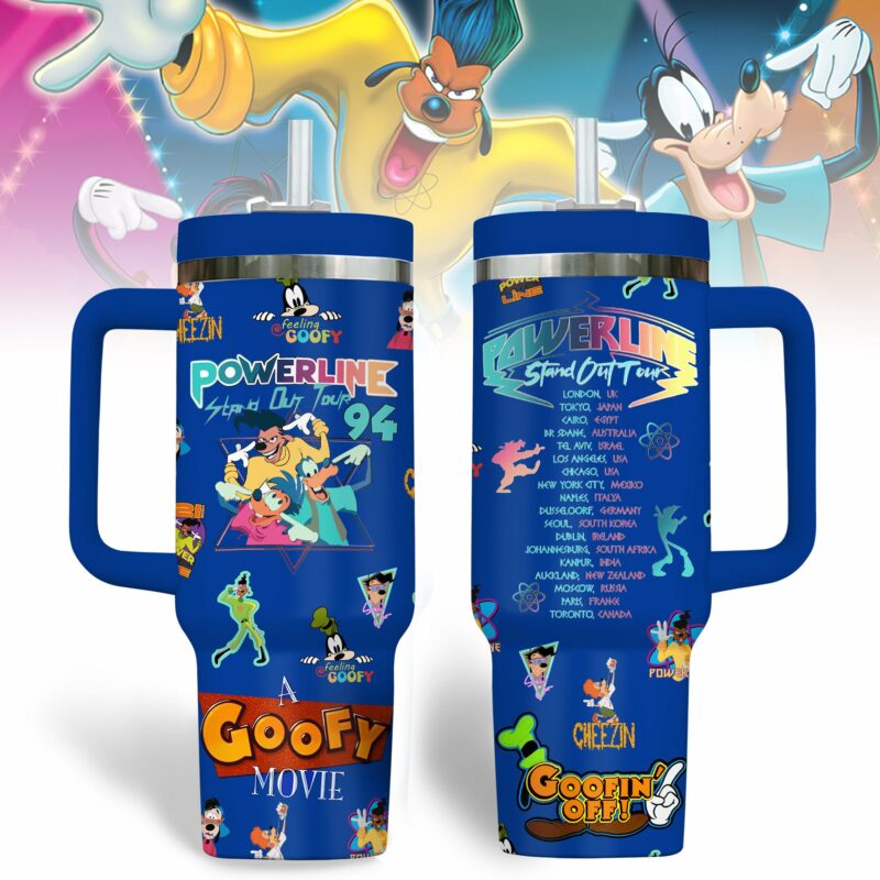 Goofy Cartoon Custom Stanley Quencher 40oz Stainless Steel Tumbler With Handle - Threewoofs
