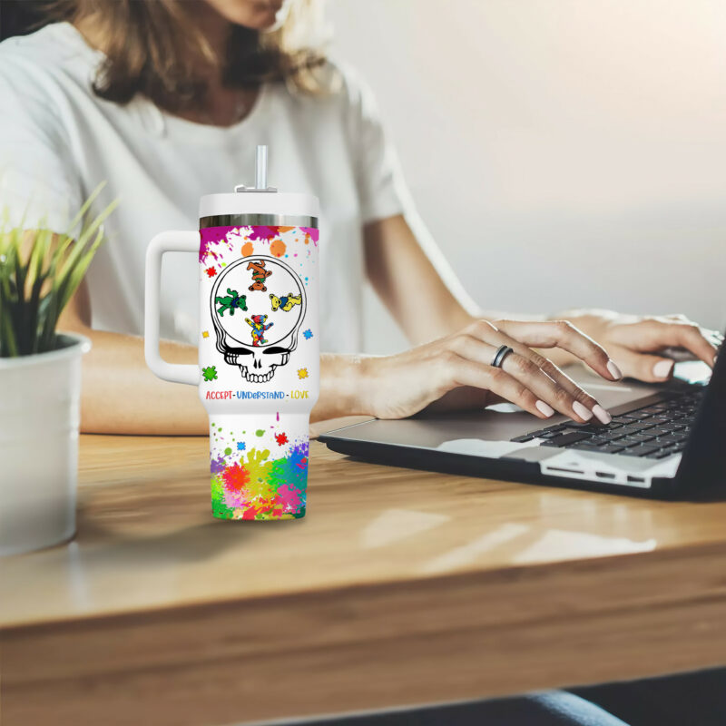 Grateful Dead Music Custom Stanley Quencher 40oz Stainless Steel Tumbler With Handle - Threewoofs - Image 4