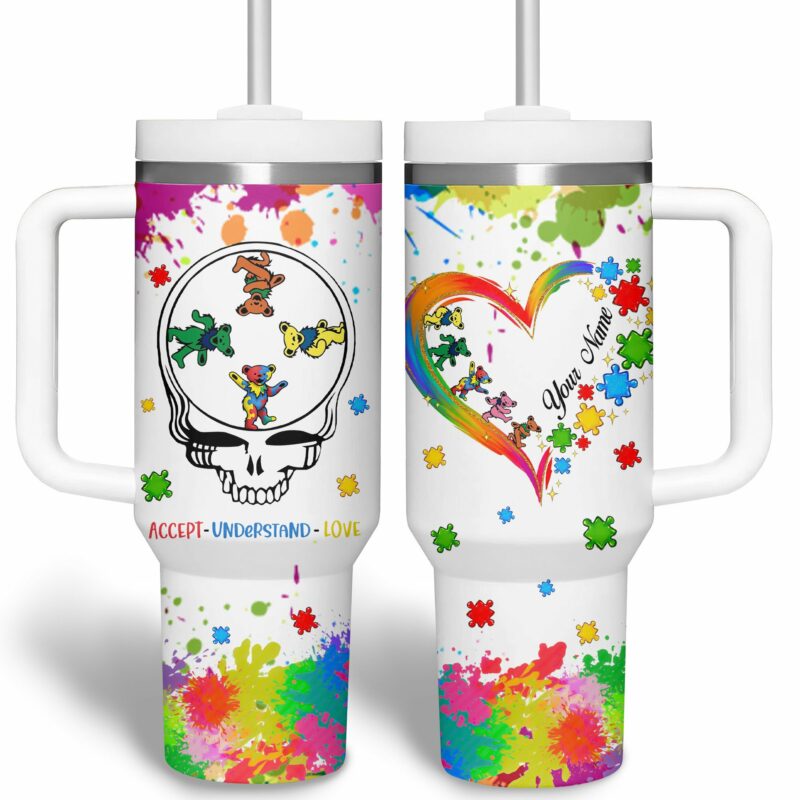 Grateful Dead Music Custom Stanley Quencher 40oz Stainless Steel Tumbler With Handle - Threewoofs - Image 2