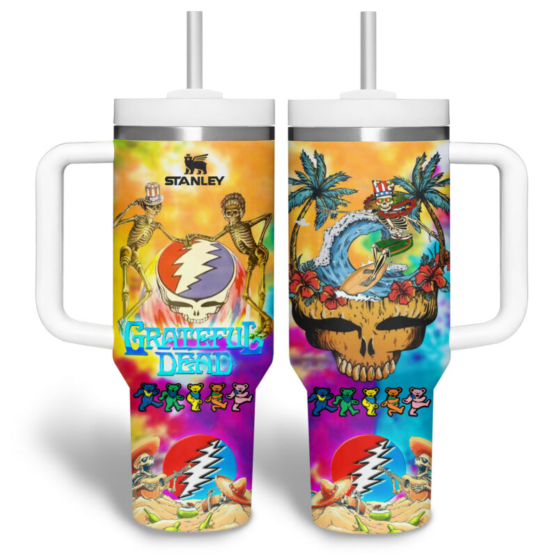 Grateful Dead Music Custom Stanley Quencher 40oz Stainless Steel Tumbler With Handle - Threewoofs - Image 4