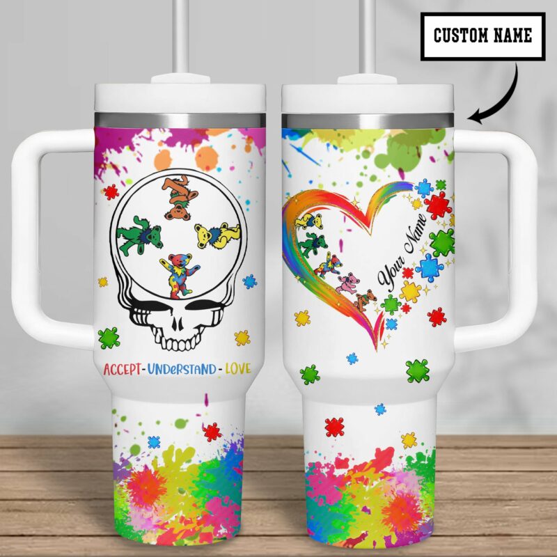 Grateful Dead Music Custom Stanley Quencher 40oz Stainless Steel Tumbler With Handle - Threewoofs - Image 3