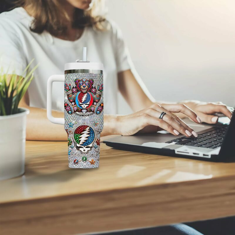 Grateful Dead Music Custom Stanley Quencher 40oz Stainless Steel Tumbler With Handle - Threewoofs - Image 3