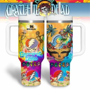Grateful Dead Music Custom Stanley Quencher 40oz Stainless Steel Tumbler With Handle - Threewoofs