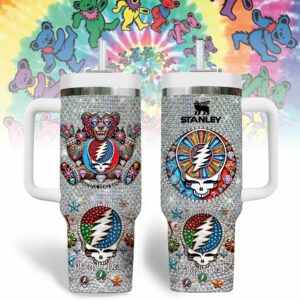 Grateful Dead Music Custom Stanley Quencher 40oz Stainless Steel Tumbler With Handle - Threewoofs