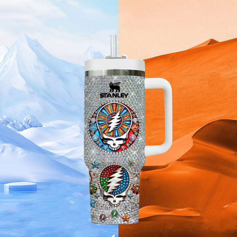 Grateful Dead Music Custom Stanley Quencher 40oz Stainless Steel Tumbler With Handle - Threewoofs - Image 5