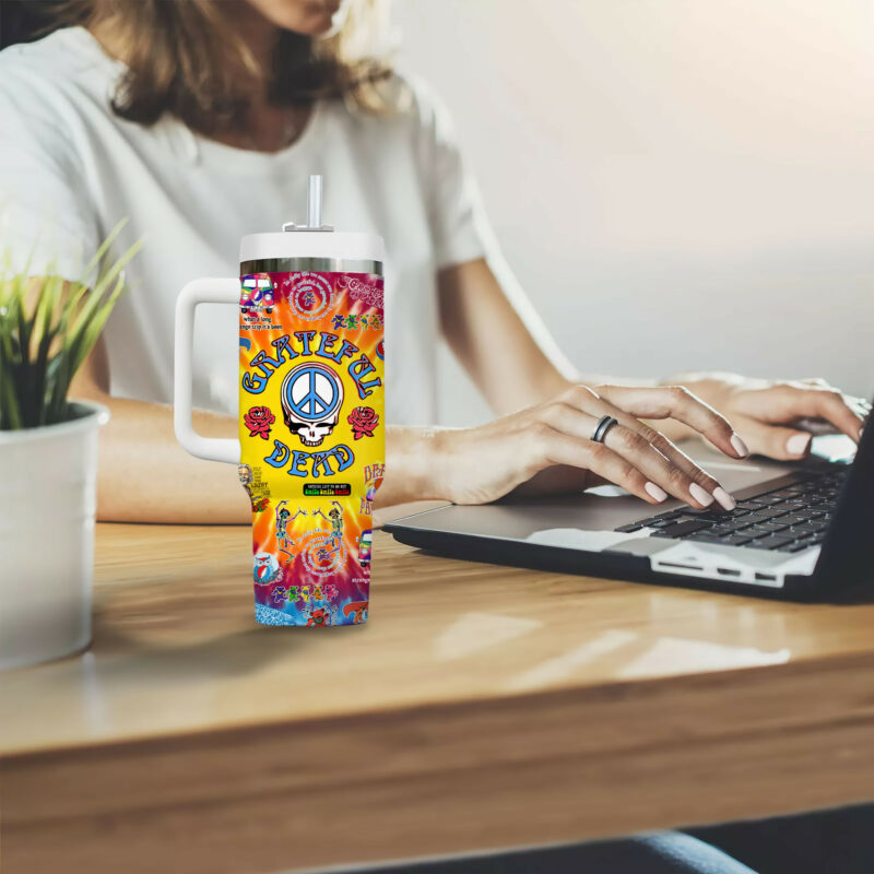 Grateful Dead Music Custom Stanley Quencher 40oz Stainless Steel Tumbler With Handle - Threewoofs - Image 3