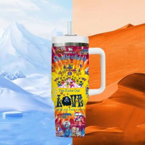Grateful Dead Music Custom Stanley Quencher 40oz Stainless Steel Tumbler With Handle - Threewoofs