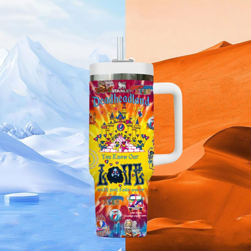 Grateful Dead Music Custom Stanley Quencher 40oz Stainless Steel Tumbler With Handle - Threewoofs
