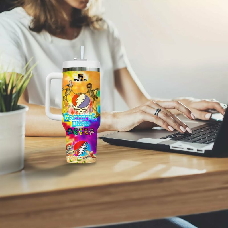 Grateful Dead Music Custom Stanley Quencher 40oz Stainless Steel Tumbler With Handle - Threewoofs - Image 3