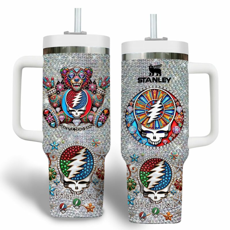 Grateful Dead Music Custom Stanley Quencher 40oz Stainless Steel Tumbler With Handle - Threewoofs - Image 2
