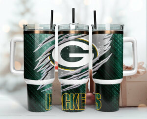 Green Bay Packers NFL Custom Stanley Quencher 40oz Stainless Steel Tumbler With Handle - Threewoofs