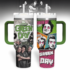 Green Day Music Custom Stanley Quencher 40oz Stainless Steel Tumbler With Handle - Threewoofs