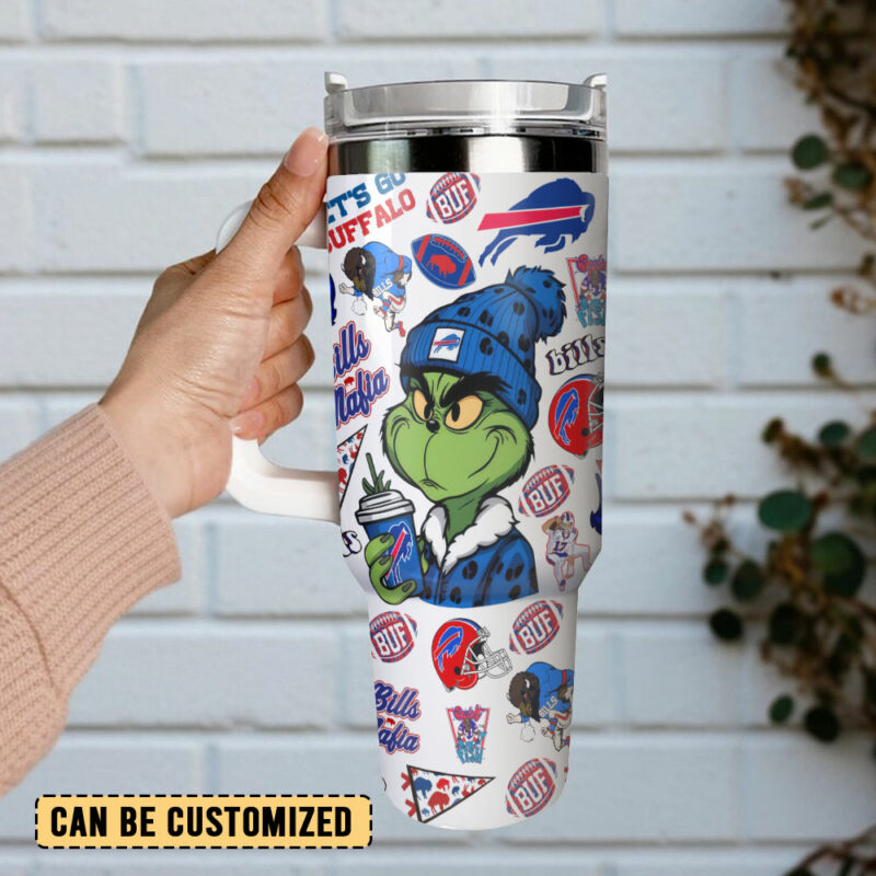 Grinch Buffalo Bills NFL Sports Custom Stanley Quencher 40oz Stainless Steel Tumbler With Handle - Threewoofs - Image 3