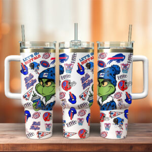 Grinch Buffalo Bills NFL Sports Custom Stanley Quencher 40oz Stainless Steel Tumbler With Handle - Threewoofs