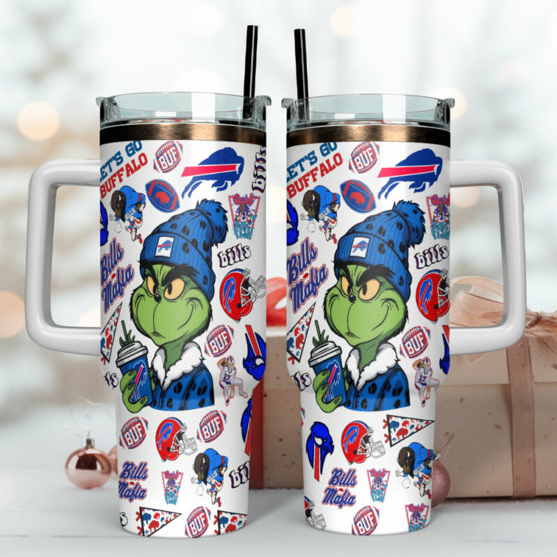 Grinch Buffalo Bills NFL Sports Custom Stanley Quencher 40oz Stainless Steel Tumbler With Handle - Threewoofs - Image 4