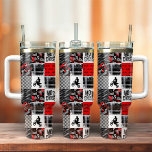 Grunge Motocross Custom Stanley Quencher 40oz Stainless Steel Tumbler With Handle - Threewoofs