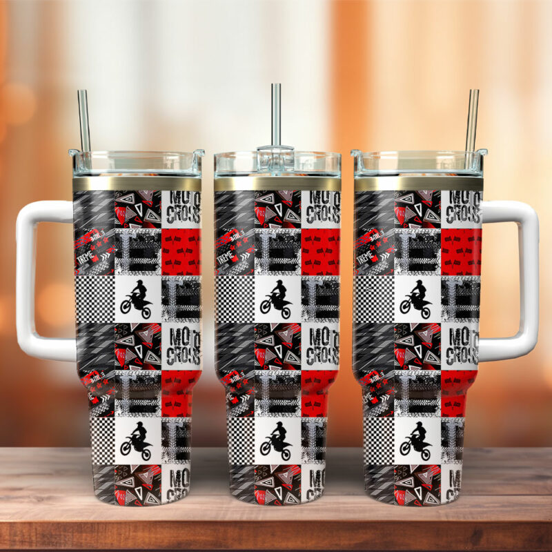 Grunge Motocross Custom Stanley Quencher 40oz Stainless Steel Tumbler With Handle - Threewoofs