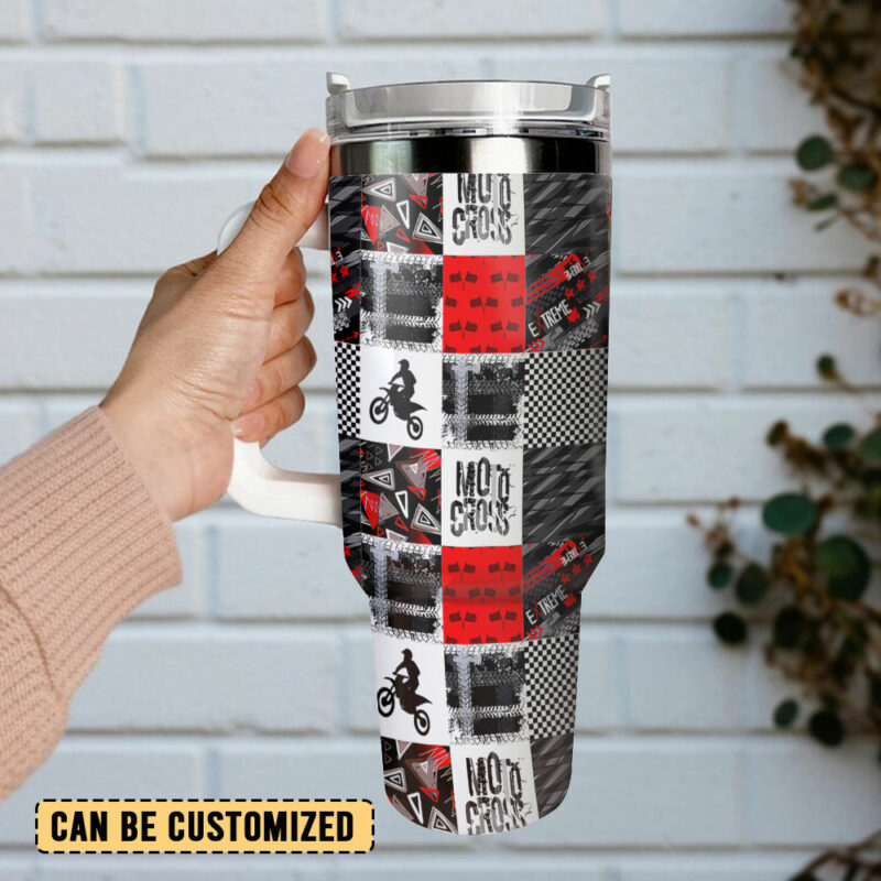Grunge Motocross Custom Stanley Quencher 40oz Stainless Steel Tumbler With Handle - Threewoofs - Image 3