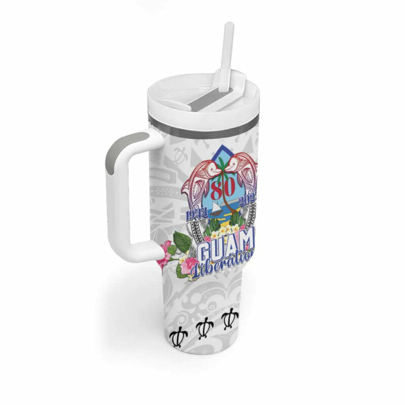 Guam Chamorro Liberation Day 80th Anniversary Custom Stanley Quencher 40oz Stainless Steel Tumbler With Handle - Threewoofs - Image 2