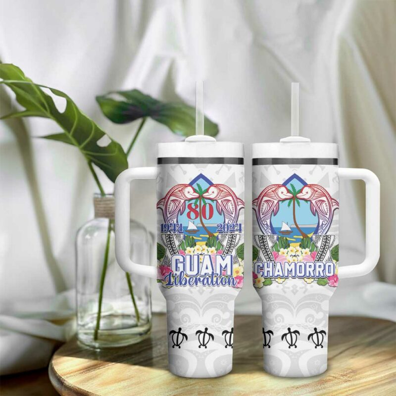 Guam Chamorro Liberation Day 80th Anniversary Custom Stanley Quencher 40oz Stainless Steel Tumbler With Handle - Threewoofs - Image 9