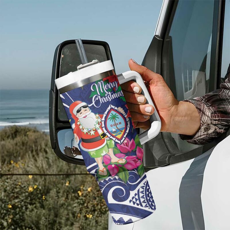 Guam Christmas Poinsettia With Bougainvillea Felis Pasgua! Custom Stanley Quencher 40oz Stainless Steel Tumbler With Handle - Threewoofs - Image 7