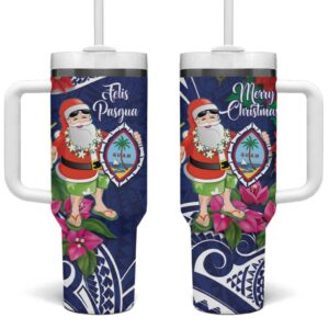 Guam Christmas Poinsettia With Bougainvillea Felis Pasgua! Custom Stanley Quencher 40oz Stainless Steel Tumbler With Handle - Threewoofs
