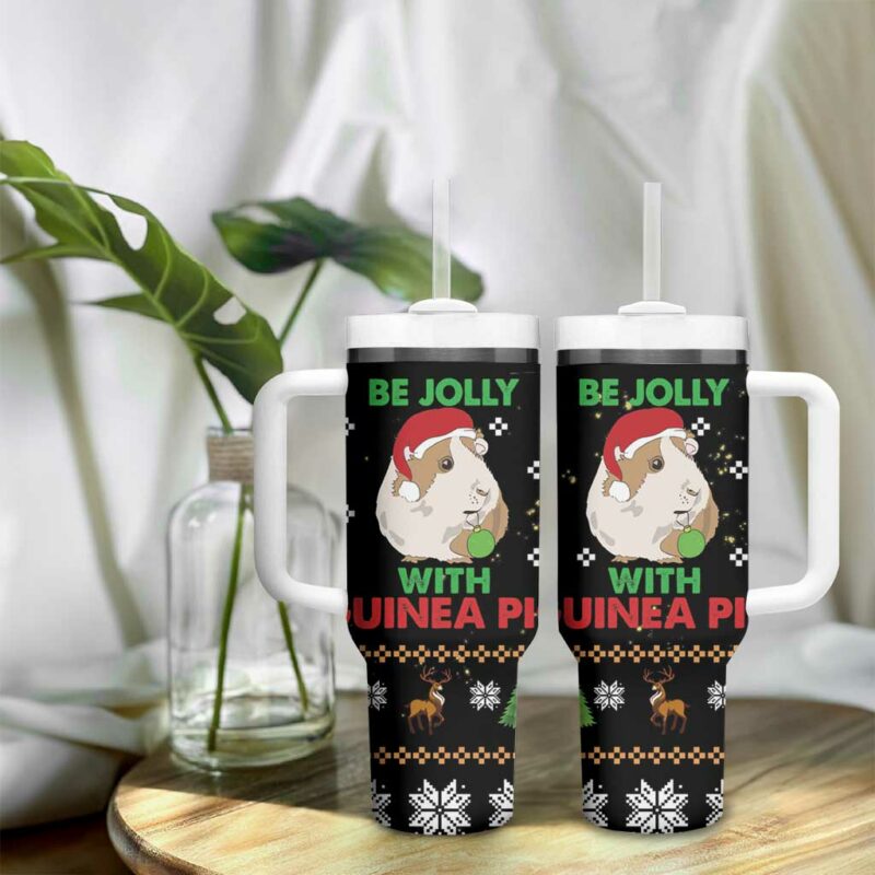 Guinea Pig Christmas Be Jolly With Guinea Pig Custom Stanley Quencher 40oz Stainless Steel Tumbler With Handle - Threewoofs - Image 9