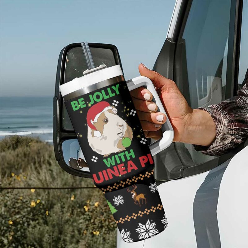 Guinea Pig Christmas Be Jolly With Guinea Pig Custom Stanley Quencher 40oz Stainless Steel Tumbler With Handle - Threewoofs - Image 7