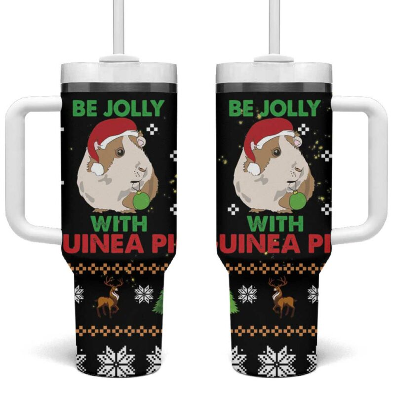 Guinea Pig Christmas Be Jolly With Guinea Pig Custom Stanley Quencher 40oz Stainless Steel Tumbler With Handle - Threewoofs