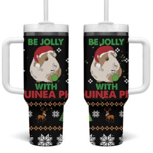 Guinea Pig Christmas Be Jolly With Guinea Pig Custom Stanley Quencher 40oz Stainless Steel Tumbler With Handle - Threewoofs