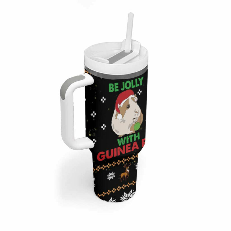 Guinea Pig Christmas Be Jolly With Guinea Pig Custom Stanley Quencher 40oz Stainless Steel Tumbler With Handle - Threewoofs - Image 2