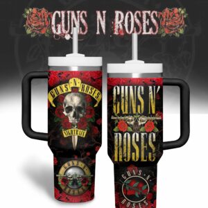 Guns N‚Äô Roses Music Custom Stanley Quencher 40oz Stainless Steel Tumbler With Handle - Threewoofs