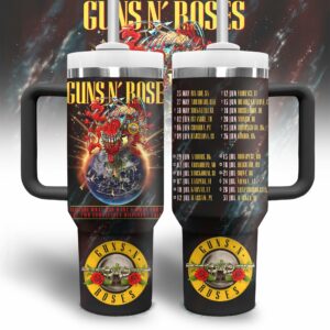 Guns N√¢‚Ç¨‚Ñ¢ Roses Music Custom Stanley Quencher 40oz Stainless Steel Tumbler With Handle - Threewoofs