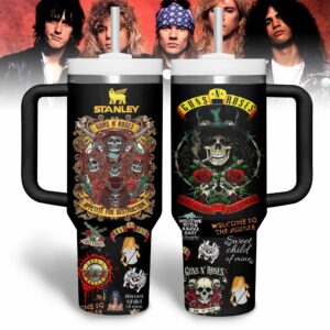 Guns N‚Äô Roses Music Custom Stanley Quencher 40oz Stainless Steel Tumbler With Handle - Threewoofs