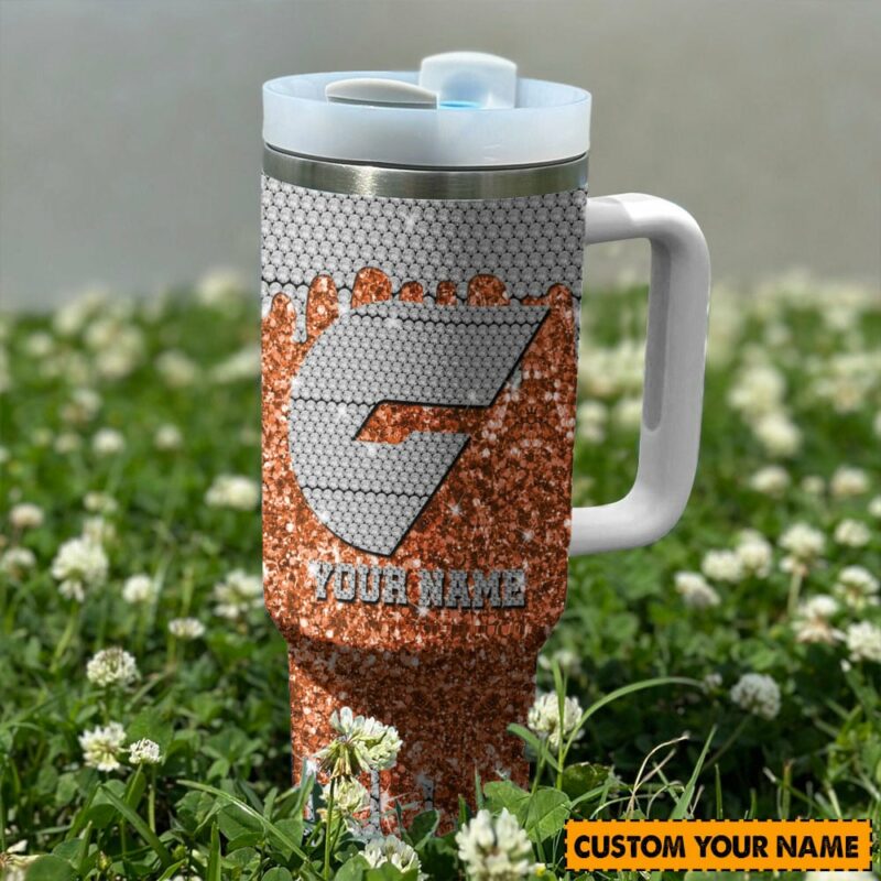 GWS Giants AFL Sports Glitter Custom Stanley Quencher 40oz Stainless Steel Tumbler With Handle - Threewoofs - Image 2