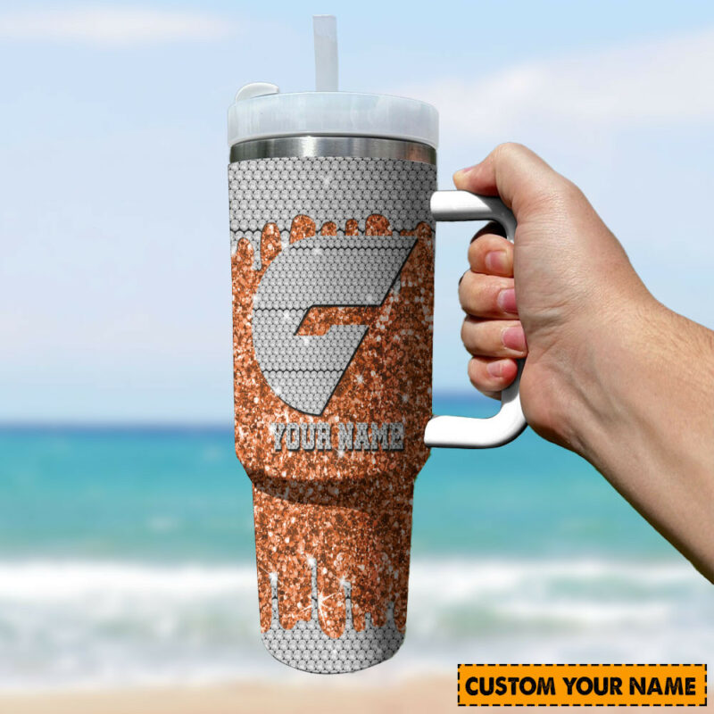 GWS Giants AFL Sports Glitter Custom Stanley Quencher 40oz Stainless Steel Tumbler With Handle - Threewoofs - Image 3
