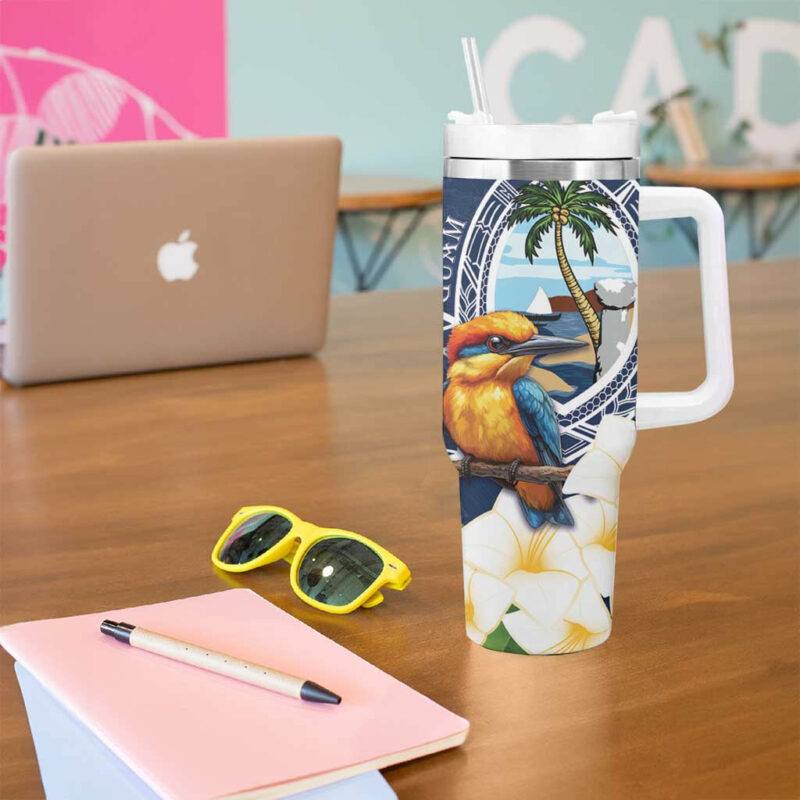 Hafa Adai Guam Sihek Guam Kingfisher with Guasali Custom Stanley Quencher 40oz Stainless Steel Tumbler With Handle - Threewoofs - Image 5