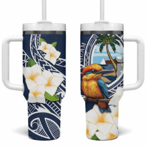Hafa Adai Guam Sihek Guam Kingfisher with Guasali Custom Stanley Quencher 40oz Stainless Steel Tumbler With Handle - Threewoofs