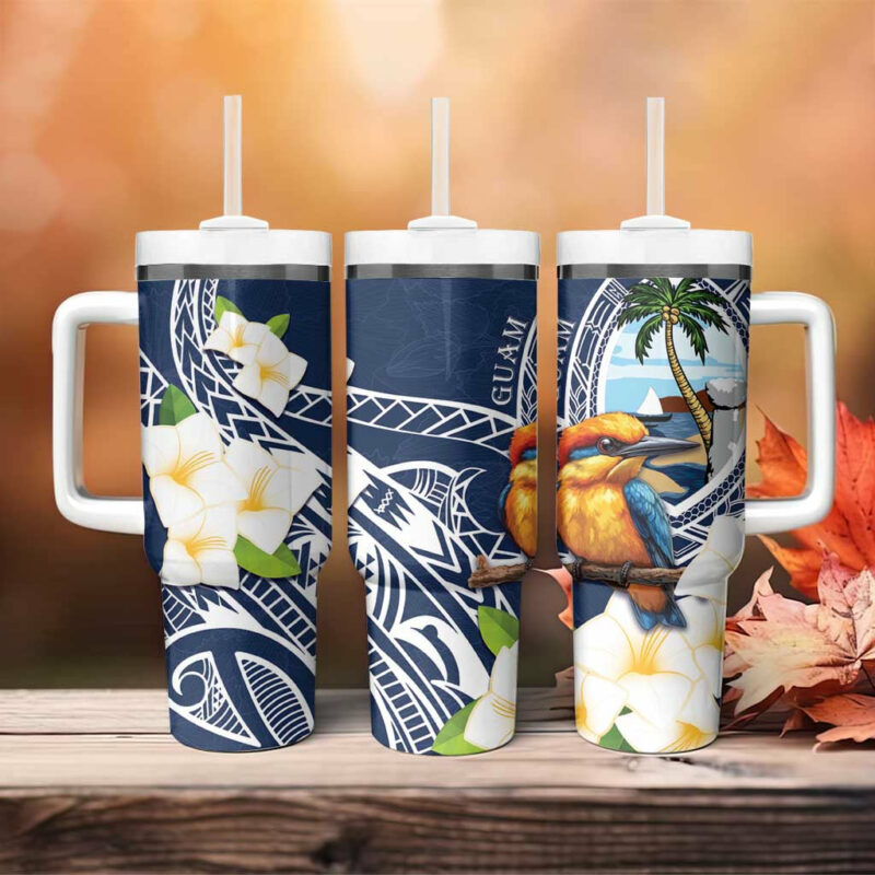 Hafa Adai Guam Sihek Guam Kingfisher with Guasali Custom Stanley Quencher 40oz Stainless Steel Tumbler With Handle - Threewoofs - Image 4