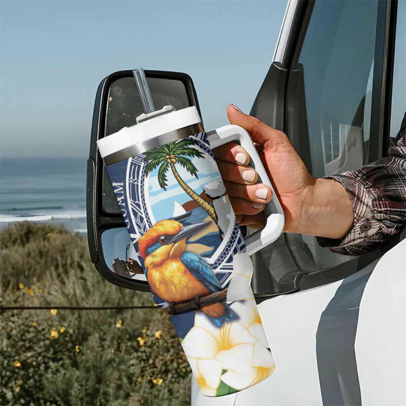 Hafa Adai Guam Sihek Guam Kingfisher with Guasali Custom Stanley Quencher 40oz Stainless Steel Tumbler With Handle - Threewoofs - Image 7