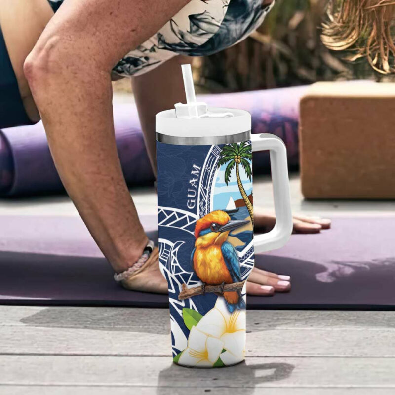 Hafa Adai Guam Sihek Guam Kingfisher with Guasali Custom Stanley Quencher 40oz Stainless Steel Tumbler With Handle - Threewoofs - Image 6