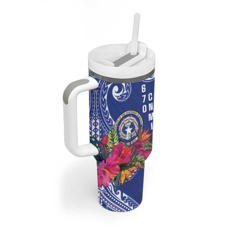 Hafa Adai Northern Mariana Islands Polynesian Tribal Custom Stanley Quencher 40oz Stainless Steel Tumbler With Handle - Threewoofs - Image 2