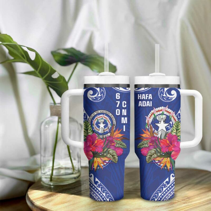 Hafa Adai Northern Mariana Islands Polynesian Tribal Custom Stanley Quencher 40oz Stainless Steel Tumbler With Handle - Threewoofs - Image 9