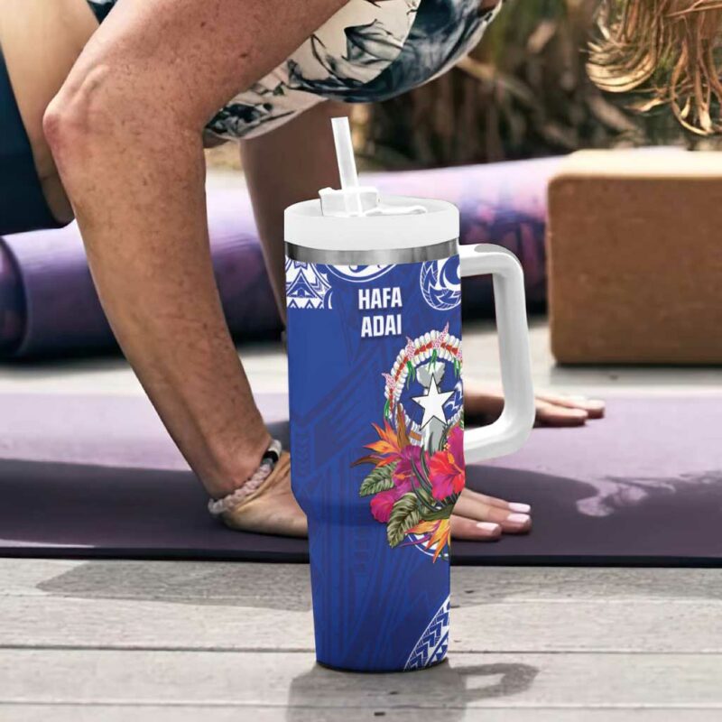 Hafa Adai Northern Mariana Islands Polynesian Tribal Custom Stanley Quencher 40oz Stainless Steel Tumbler With Handle - Threewoofs - Image 6