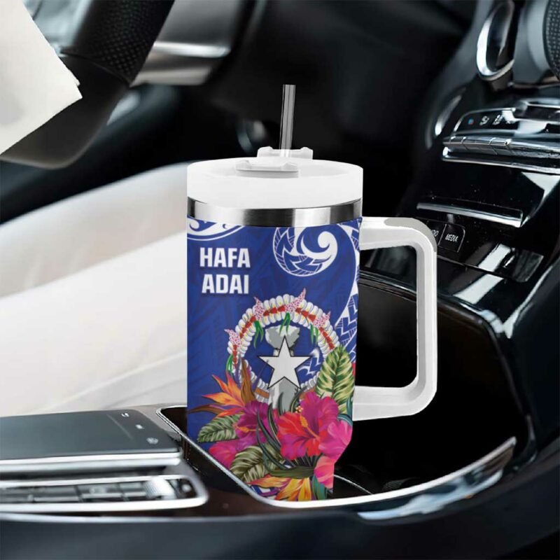 Hafa Adai Northern Mariana Islands Polynesian Tribal Custom Stanley Quencher 40oz Stainless Steel Tumbler With Handle - Threewoofs - Image 8