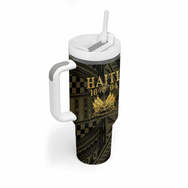 Haiti 1804 Polynesian Gold Neg Maron Custom Stanley Quencher 40oz Stainless Steel Tumbler With Handle - Threewoofs - Image 2