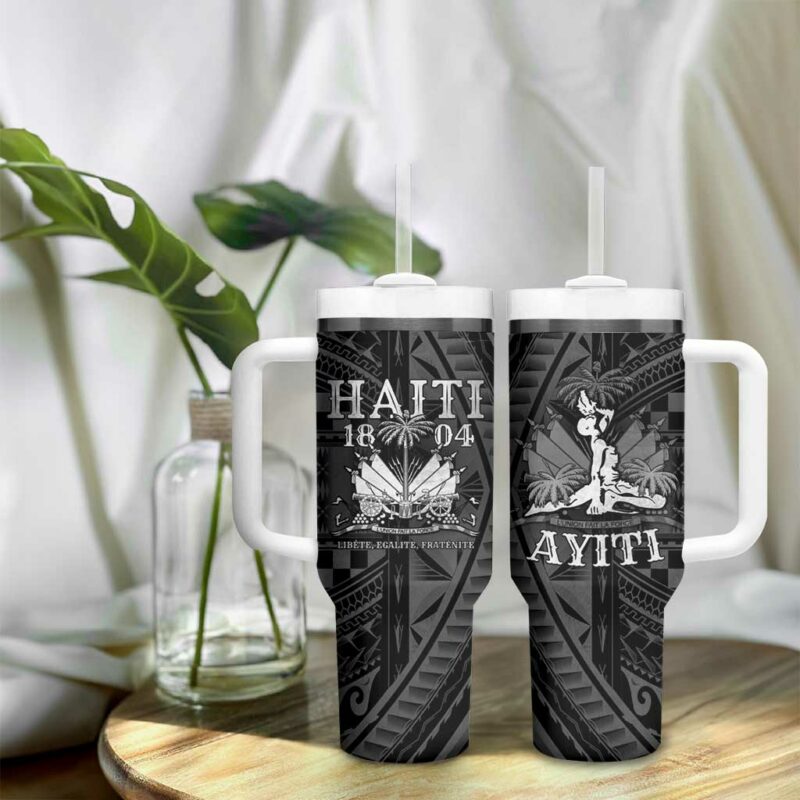 Haiti 1804 Polynesian Silver Neg Maron Custom Stanley Quencher 40oz Stainless Steel Tumbler With Handle - Threewoofs - Image 9