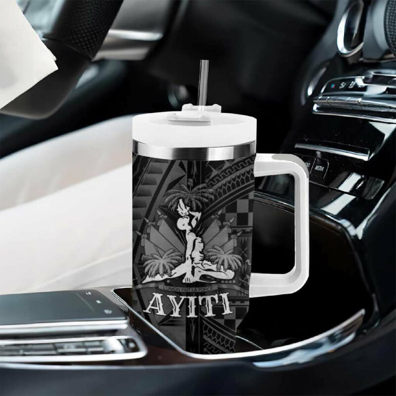 Haiti 1804 Polynesian Silver Neg Maron Custom Stanley Quencher 40oz Stainless Steel Tumbler With Handle - Threewoofs - Image 8