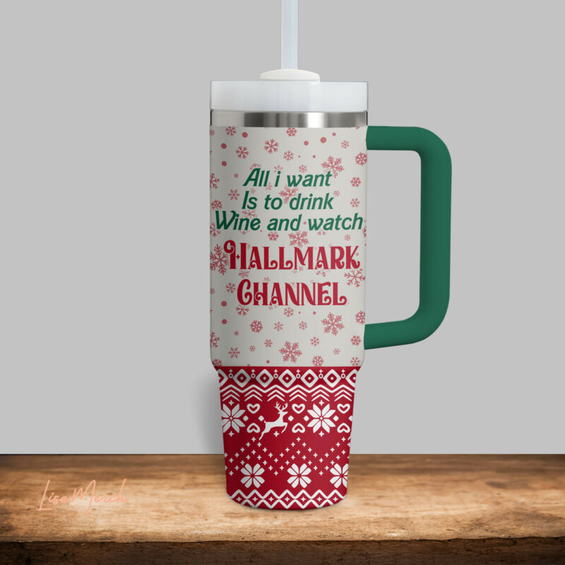 Hallmark Christmas Movies Custom Stanley Quencher 40oz Stainless Steel Tumbler With Handle - Threewoofs - Image 4