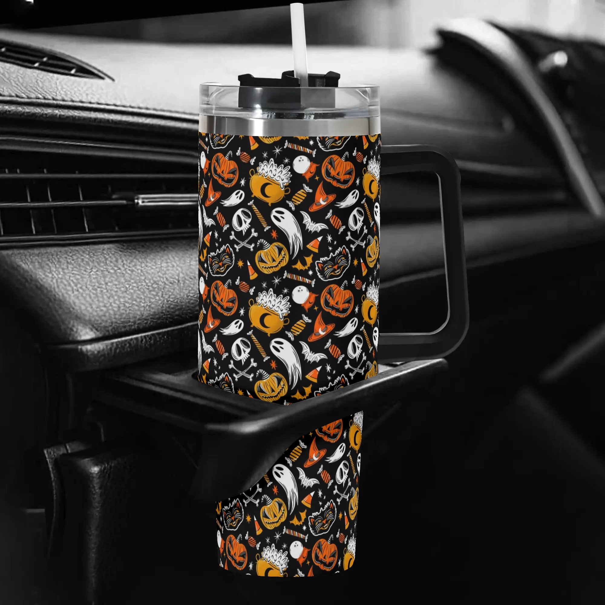 Spooky Halloween Tumbler with Straw - 40oz Insulated Travel Mug - Image 5
